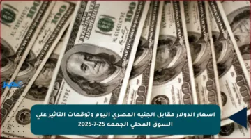 أسعار الدولار مقابل الجنيه المصري اليوم وتوقعات التأثير على السوق المحلي الجمعة 25-7-2025